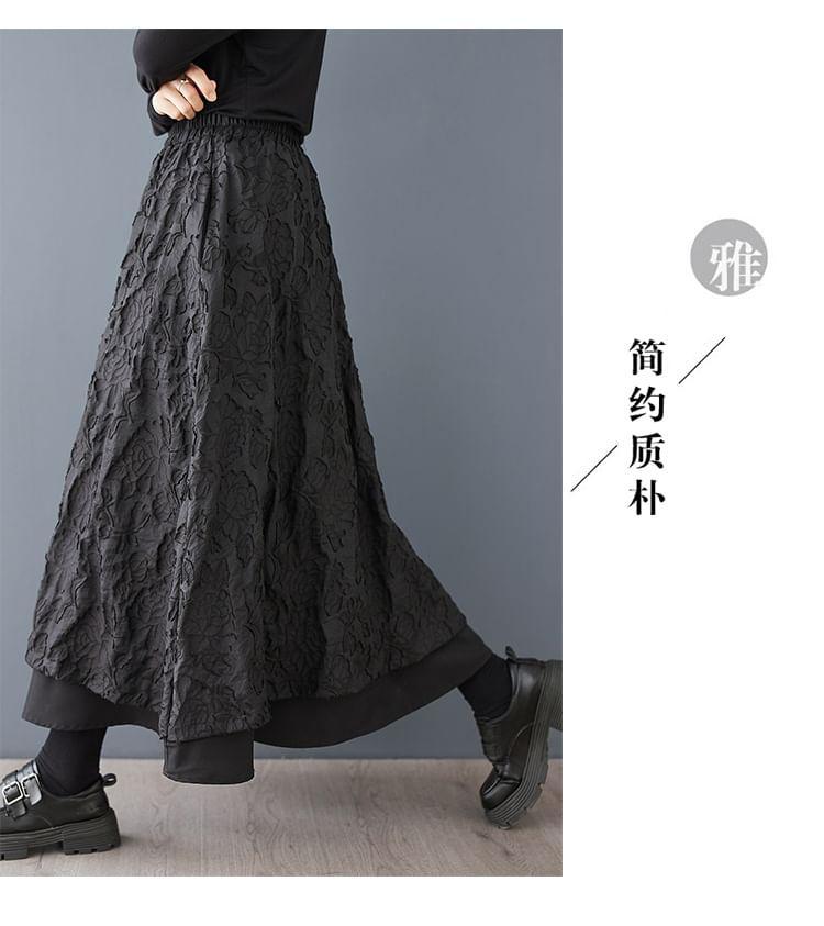 High Rise Floral Asymmetrical Maxi A-Line Skirt Product Image