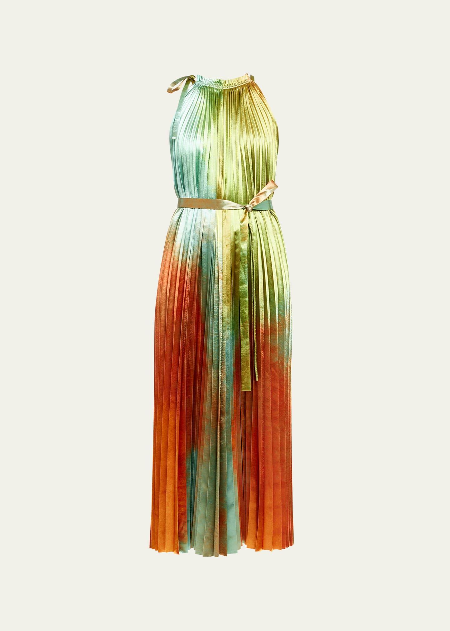 Womens Amiko Pleated Satin Midi-Dress Product Image