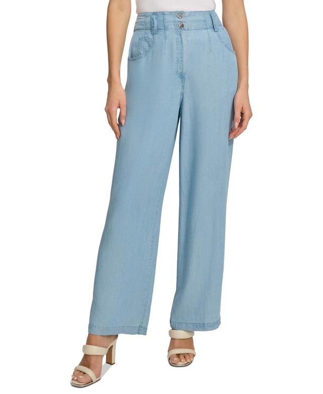 Dkny Womens Chambray Wide-Leg Pants Product Image