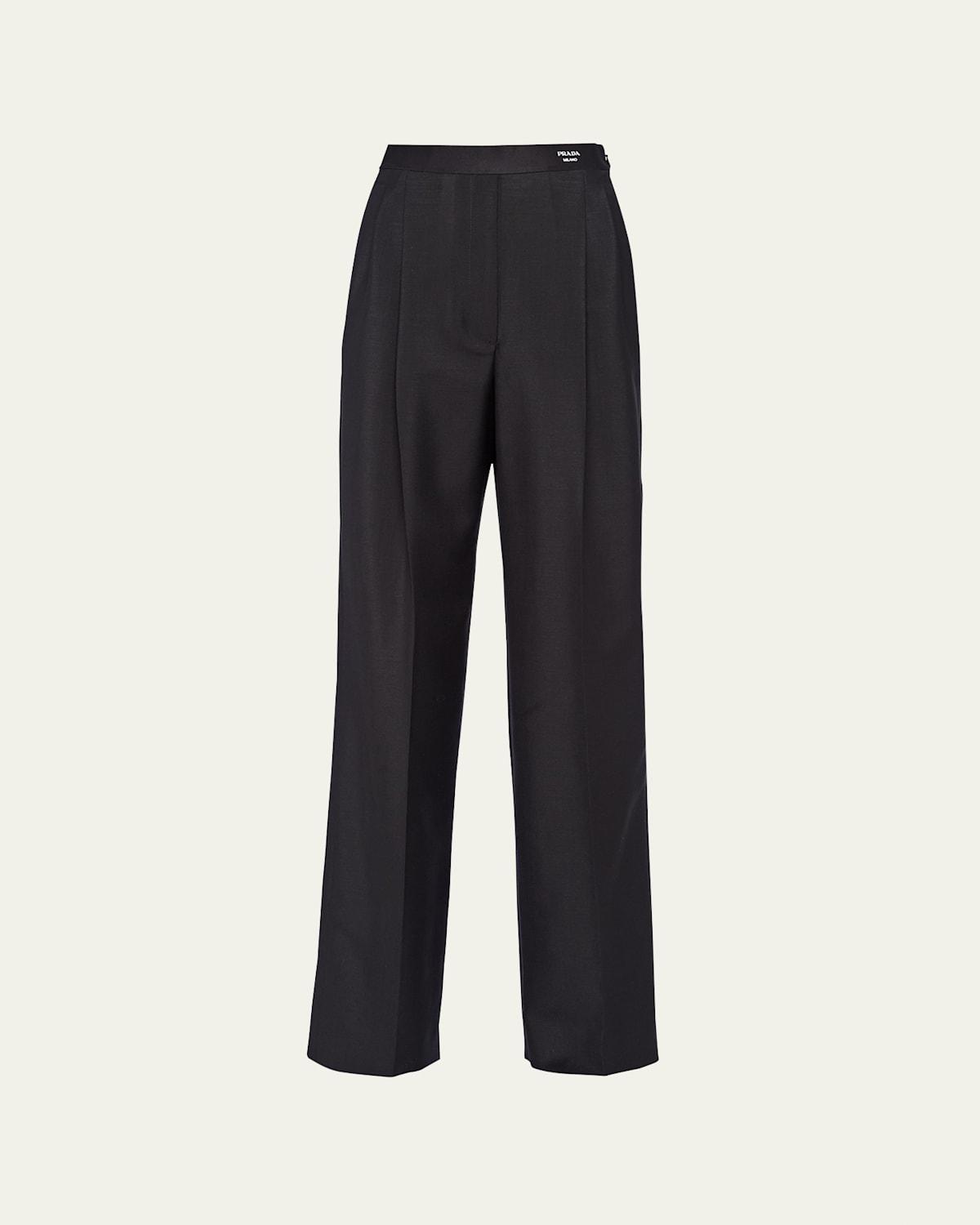 Pintuck Mohair Wide-Leg Trousers Product Image