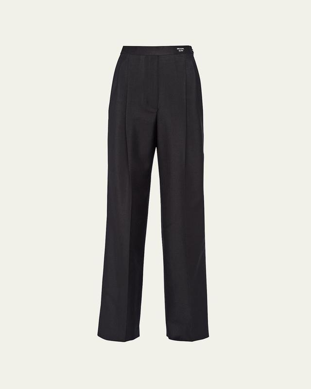 Pintuck Mohair Wide-Leg Trousers Product Image