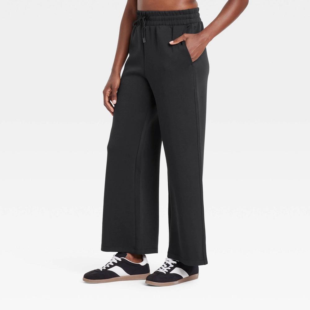 Women's Airy Sleek High-Rise Wide Leg Sweatpants - All In Motion™ Black S Product Image