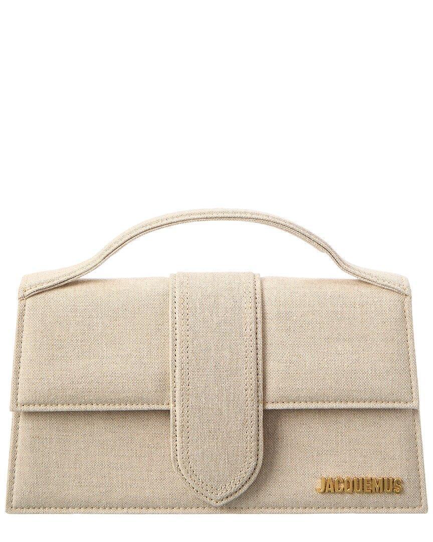 JACQUEMUS Le Grand Bambino Canvas Shoulder Bag In White Product Image