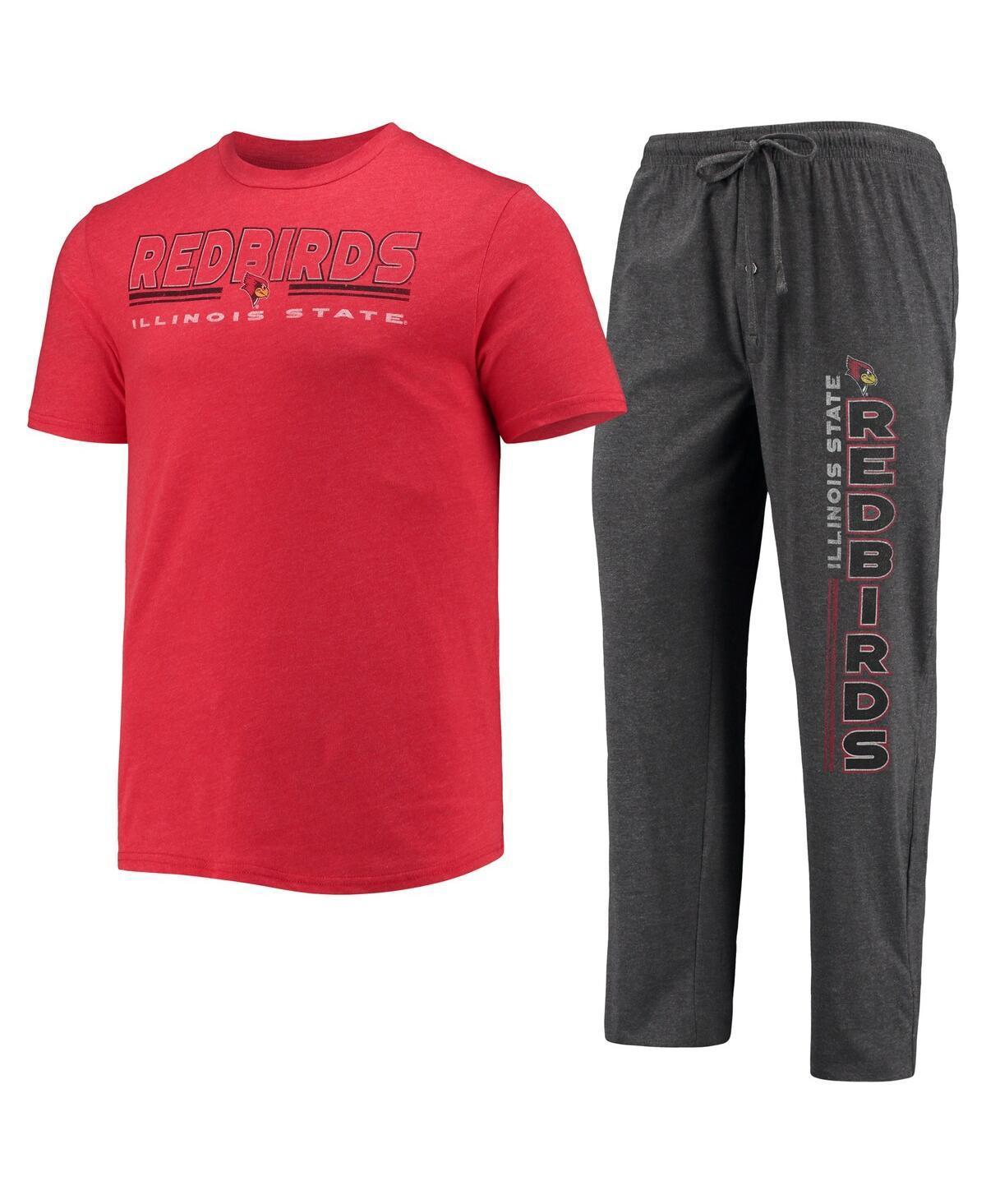 Mens Concepts Sport Heathered /Red Illinois State Redbirds Meter T-Shirt & Pants Sleep Set Grey Product Image