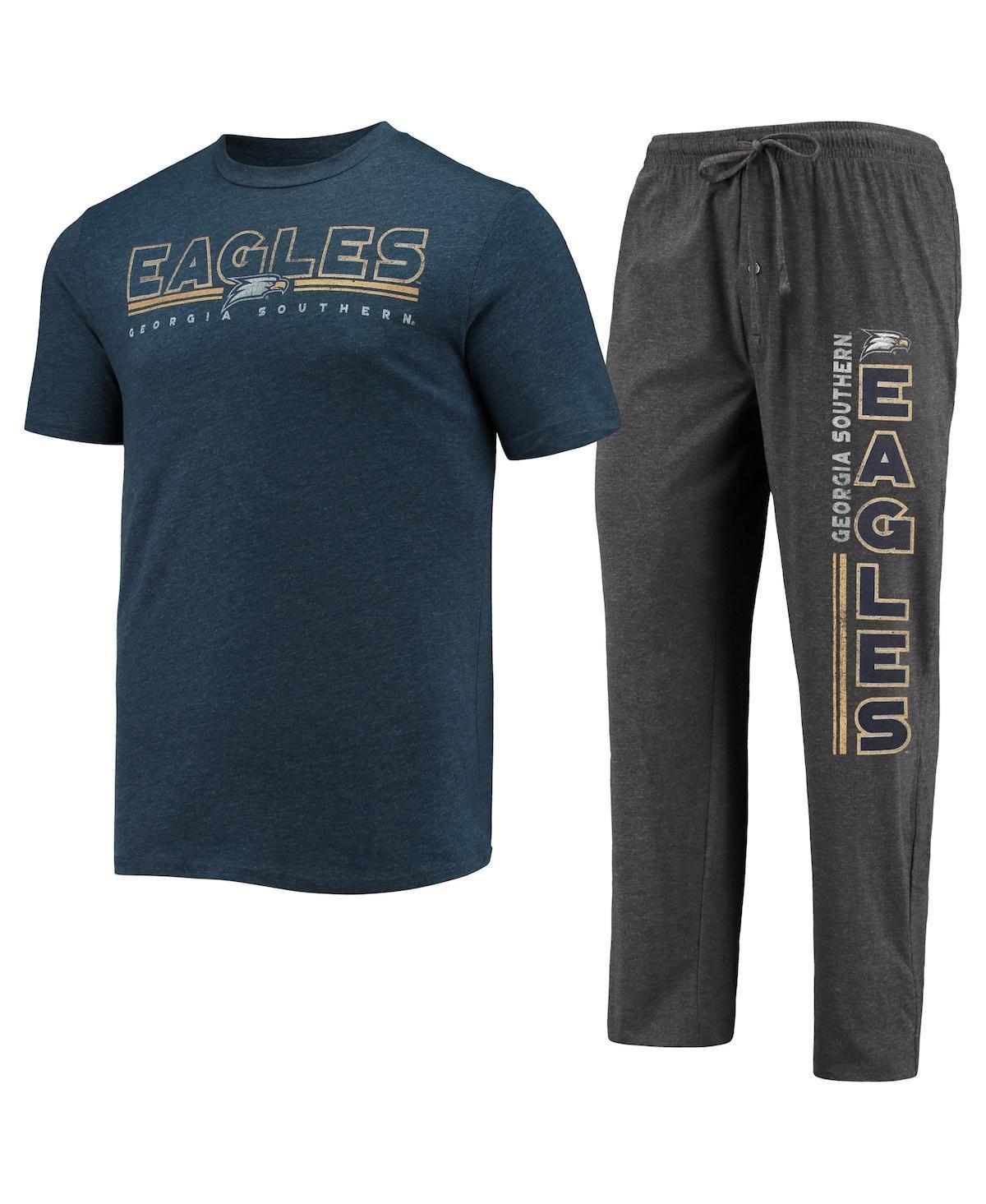 Mens Concepts Sport Heathered /Navy Georgia Southern Eagles Meter T-Shirt & Pants Sleep Set Grey Product Image