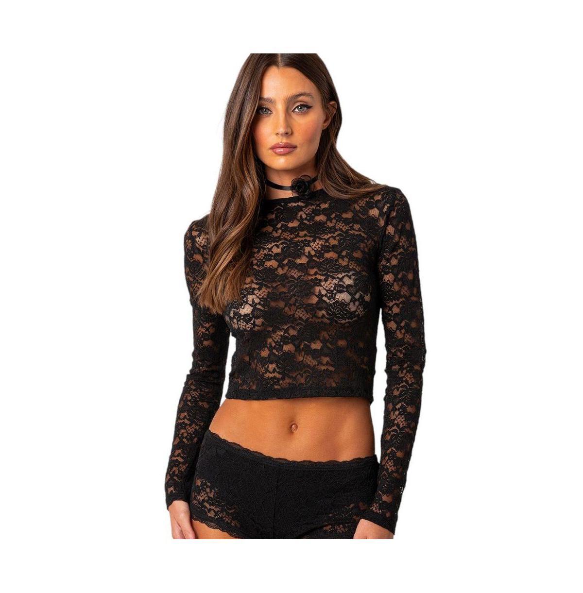 Womens Estella sheer lace top product image