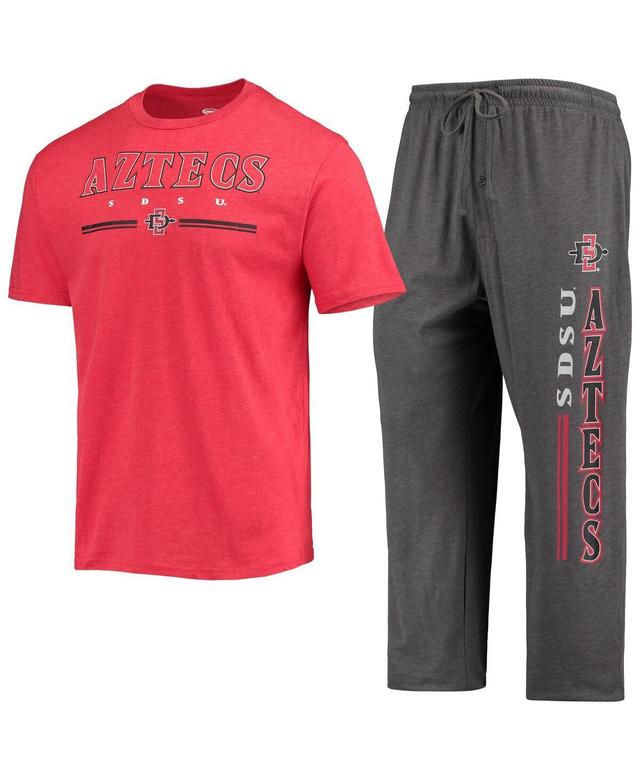 Mens Concepts Sport Heathered /Cardinal San Diego State Aztecs Meter T-Shirt & Pants Sleep Set Grey Product Image