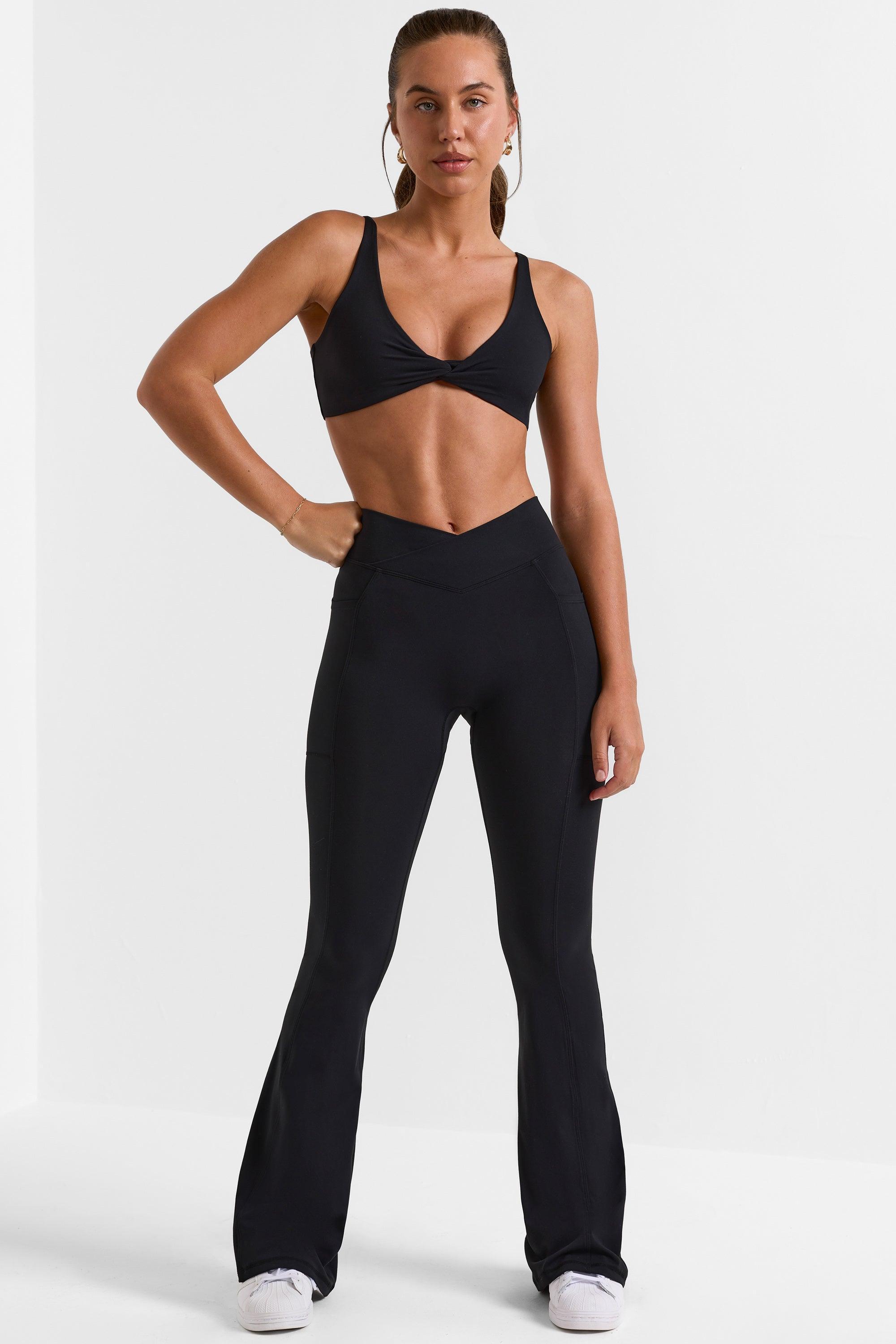 Soft Active Wrap Over Flared Leggings in Black product image