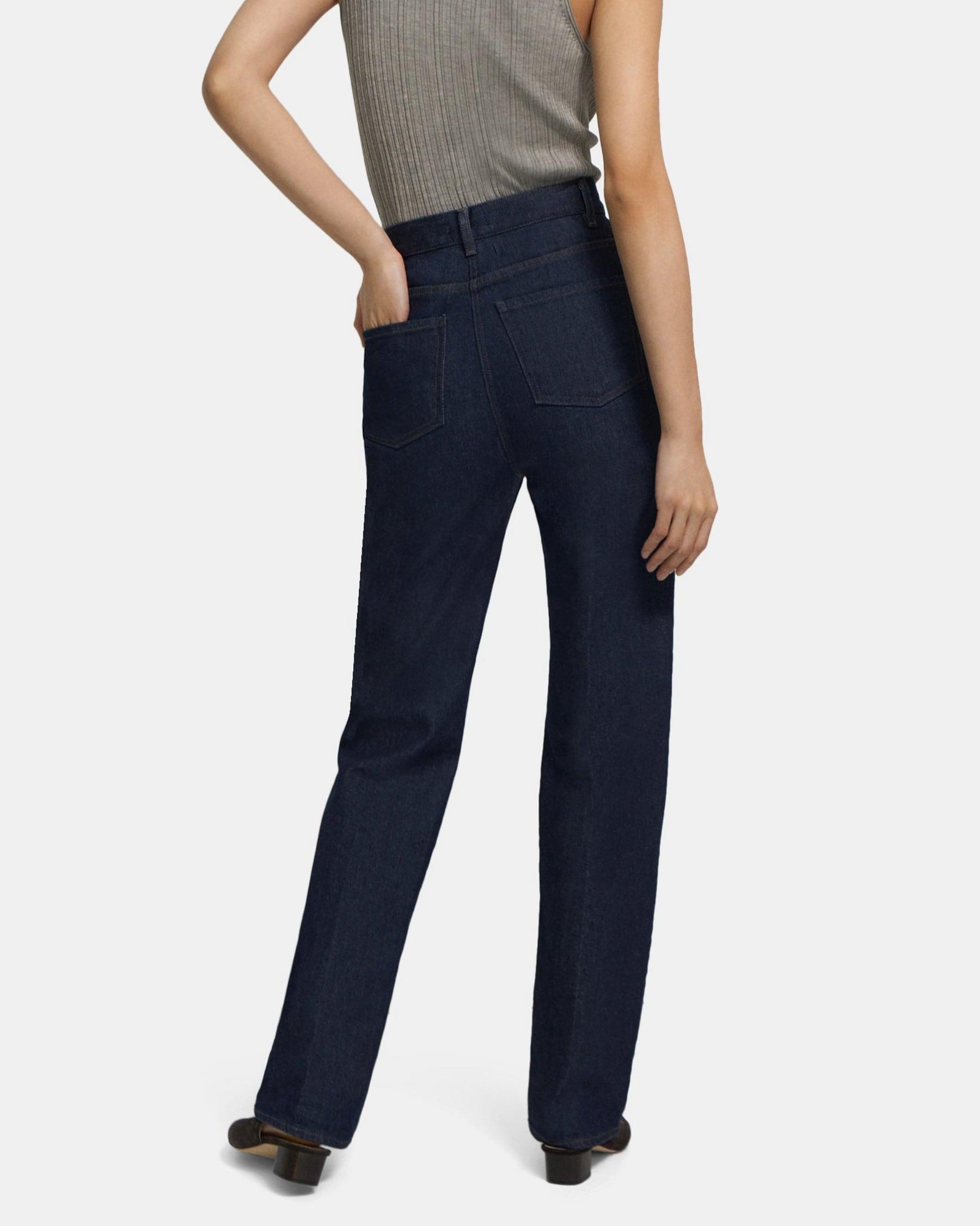 High-Waisted 5-Pocket Jean in Washed Denim Product Image