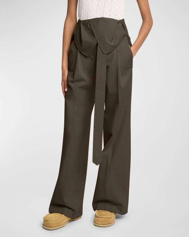 Foldover Trench Pleated Wide-Leg Trousers Product Image