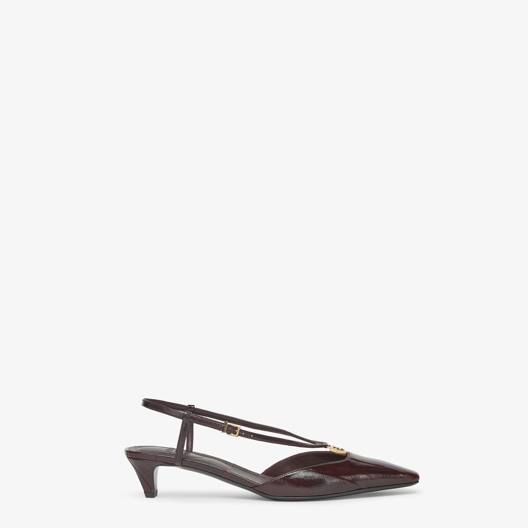 Fendi FFoldBrown eel leather low-heeled slingbacks Product Image