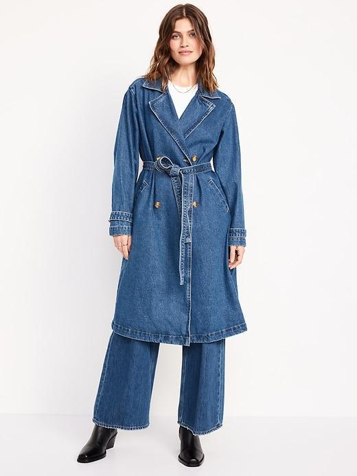 Tie-Belt Jean Trench Coat Product Image