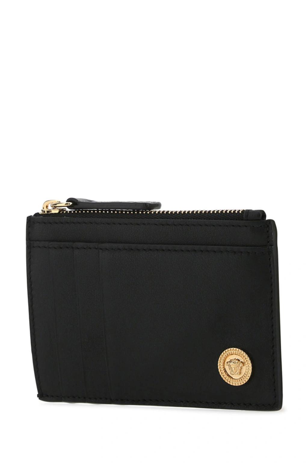 VERSACE Black Leather Card Holder  Black  Uomo Tu Product Image