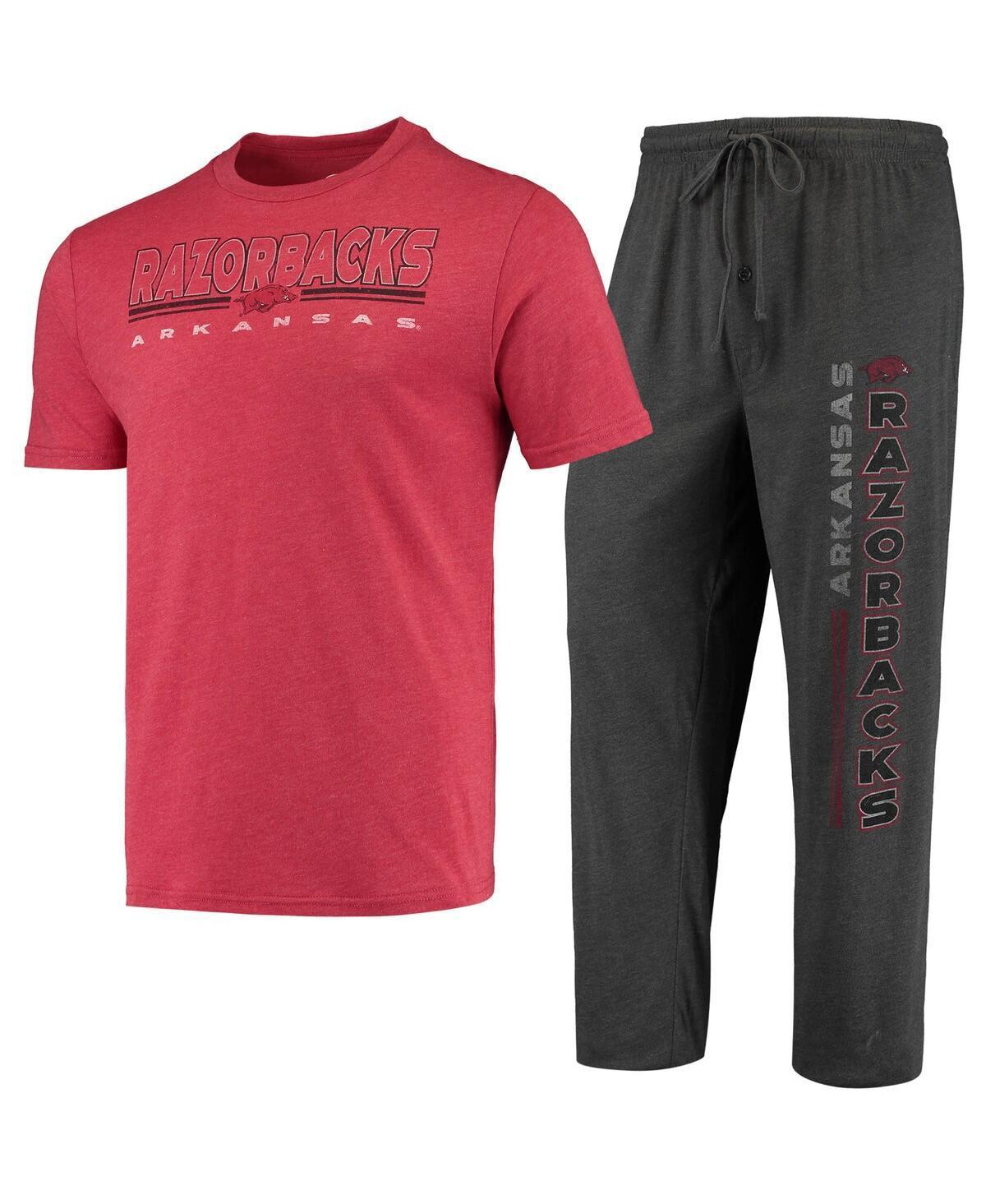 Mens Concepts Sport Heathered Charcoal/Cardinal Arkansas Razorbacks Meter T-Shirt & Pants Sleep Set Product Image