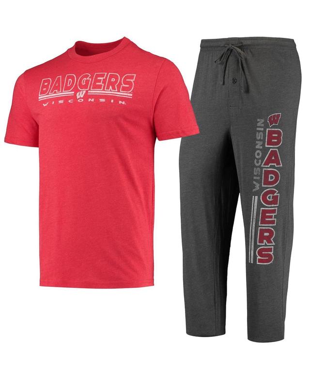 Mens Concepts Sport Heathered Charcoal Wisconsin Badgers Meter T-shirt and Pants Sleep Set - Heathered Charcoal Product Image