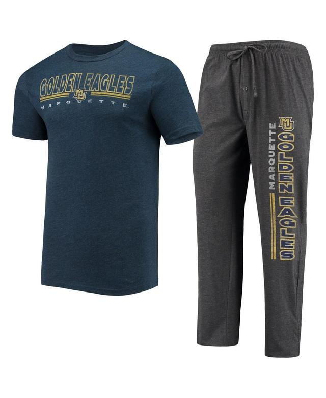 Mens Concepts Sport Heathered Charcoal/Navy Marquette Golden Eagles Meter T-Shirt & Pants Sleep Set Grey Product Image