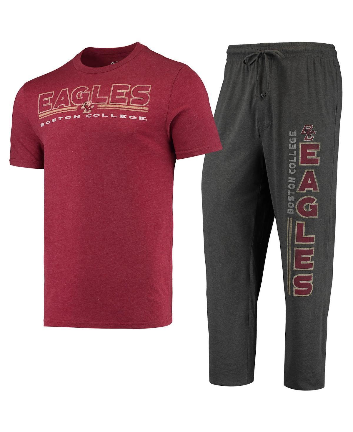 Mens Concepts Sport Heathered Charcoal/Maroon Boston College Eagles Meter T-Shirt & Pants Sleep Set Product Image