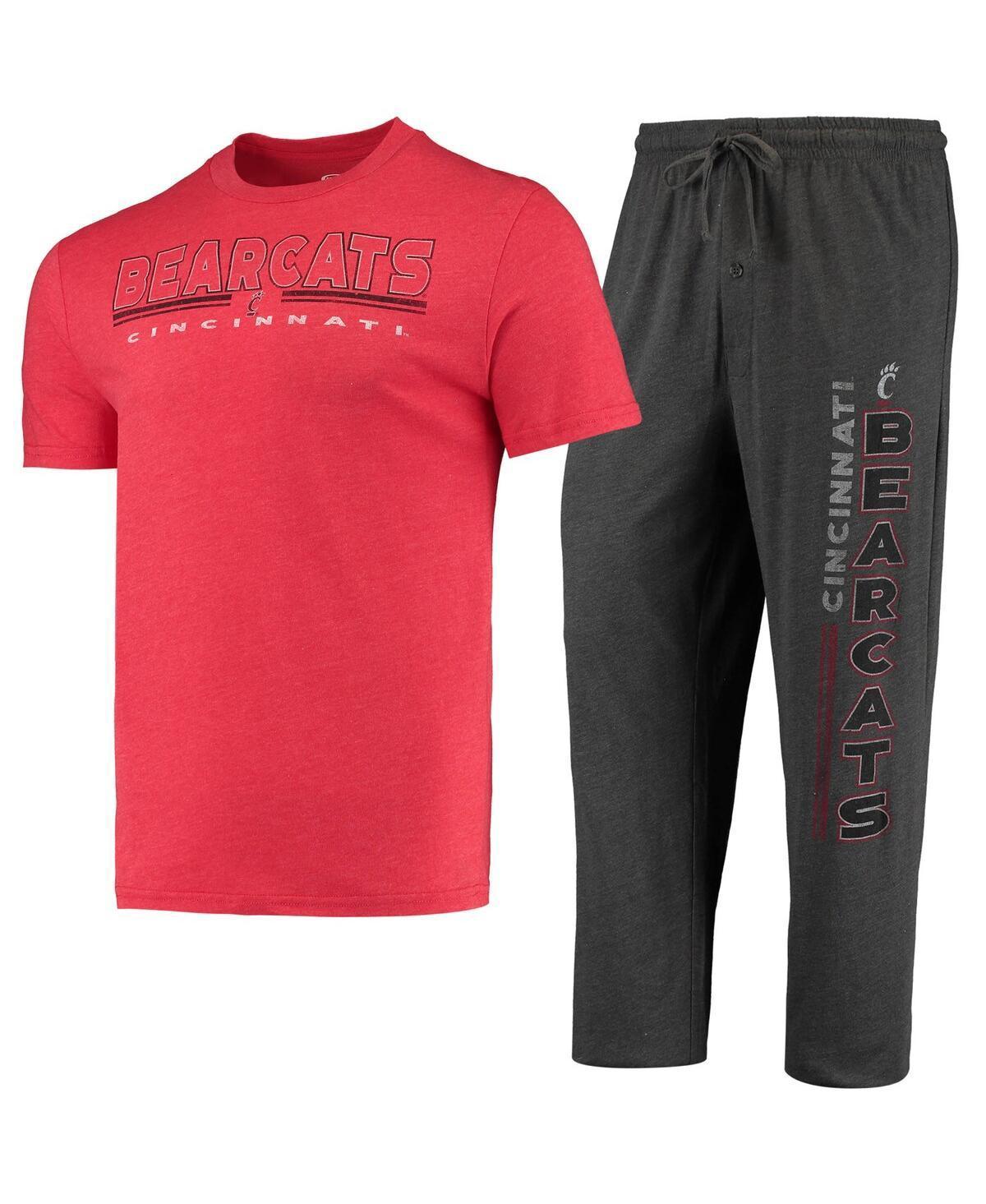 Mens Concepts Sport HeatheRed Charcoal Distressed Cincinnati Bearcats Meter T-shirt and Pants Sleep Set - Heathered Charcoal Product Image