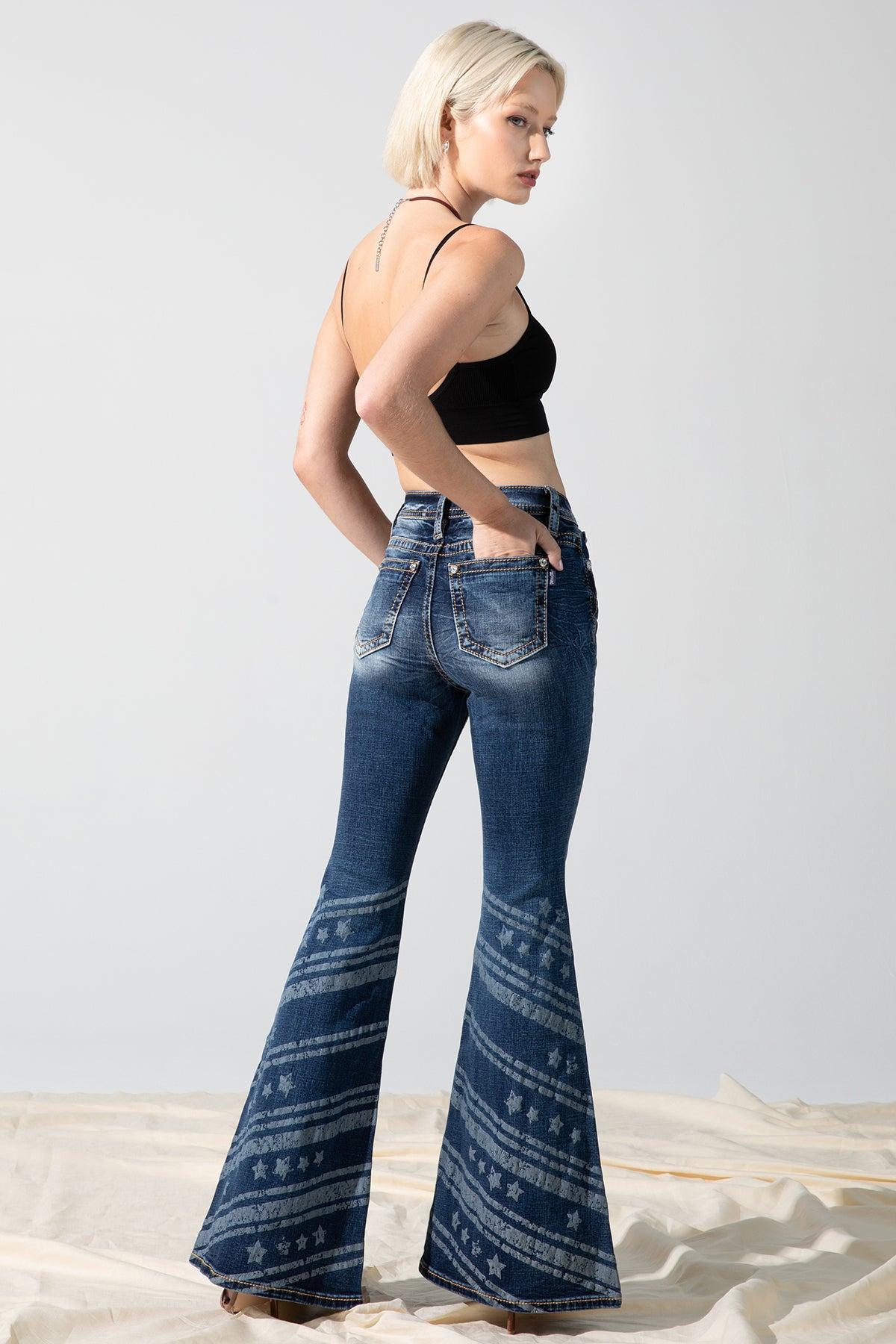 Stars n Stripes High Rise Flare Jeans Product Image