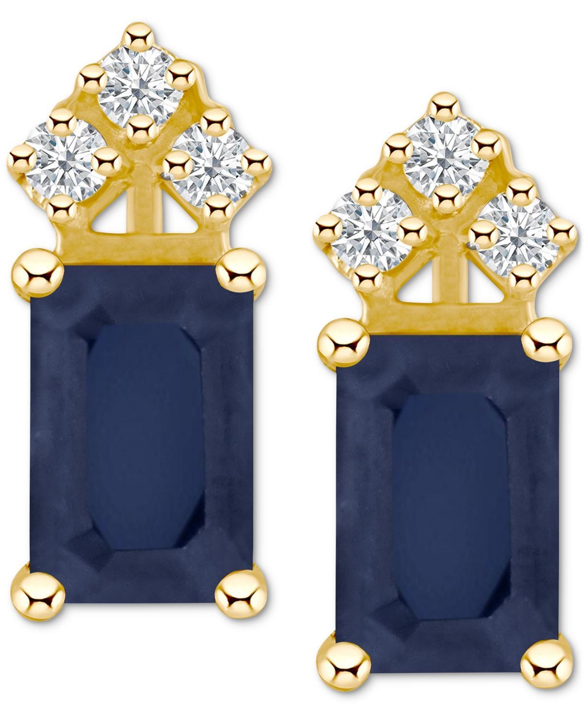 Celebration Gems 14k Gold Emerald Cut Tanzanite & 1/8 Carat T.W. Diamond Stud Earrings, Womens, 14k Whgold Product Image