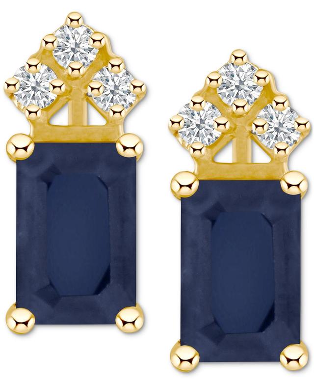 Ruby (1-3/8 ct. t.w.) & Diamond (1/8 ct. t.w.) Crown Stud Earrings in 14k Gold (Also in Emerald - Tanzanite Product Image