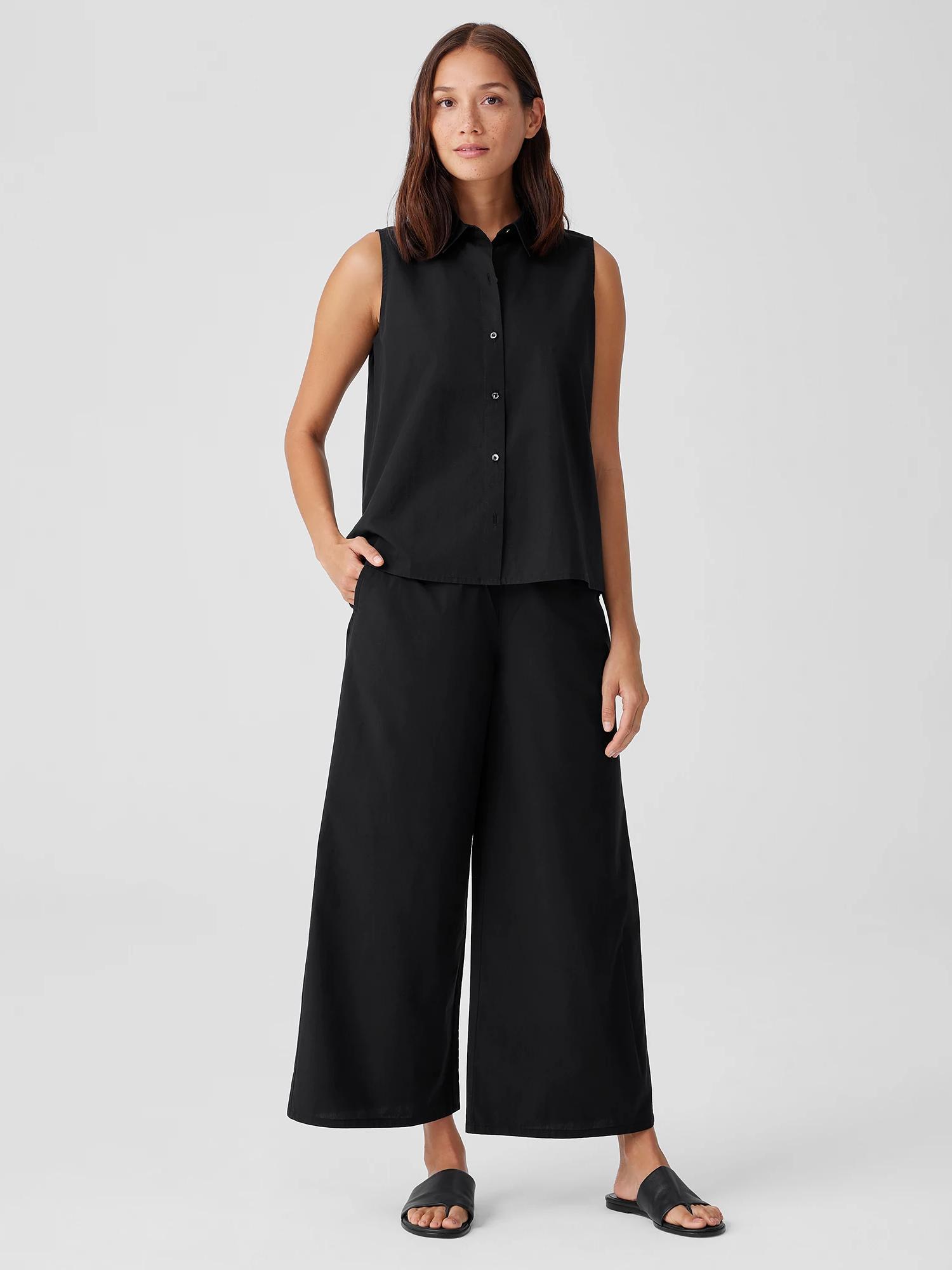 Washed Organic Cotton Poplin Wide-Leg Pant Product Image