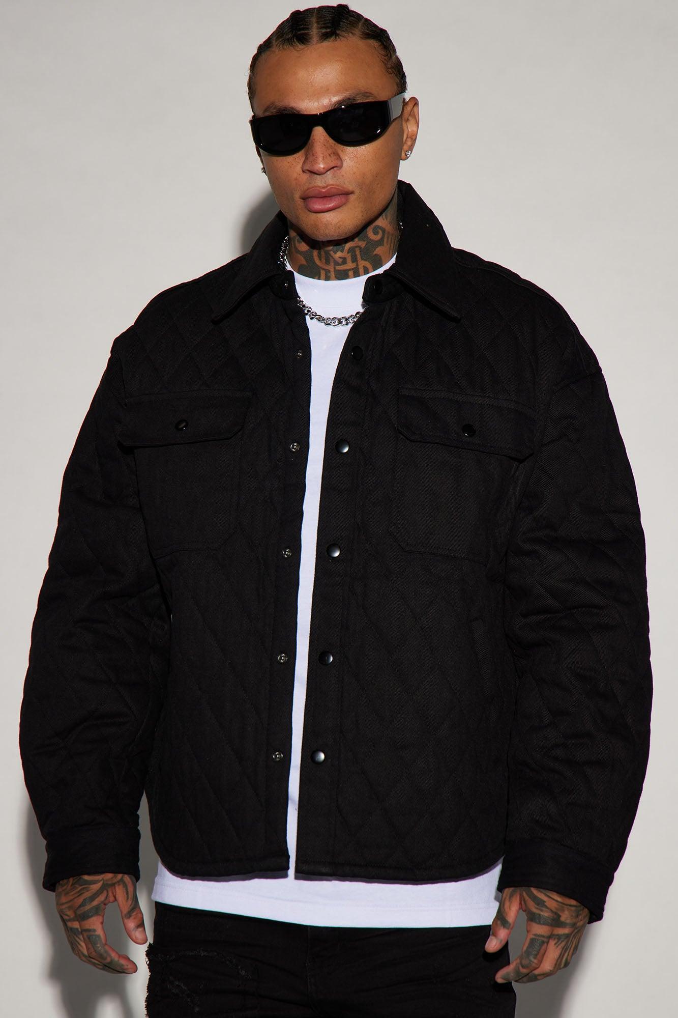 Monroe Twill Quilted Shacket - Black Product Image