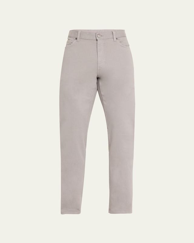 Mens Blue Grey Stretch Gabardine Pants Product Image