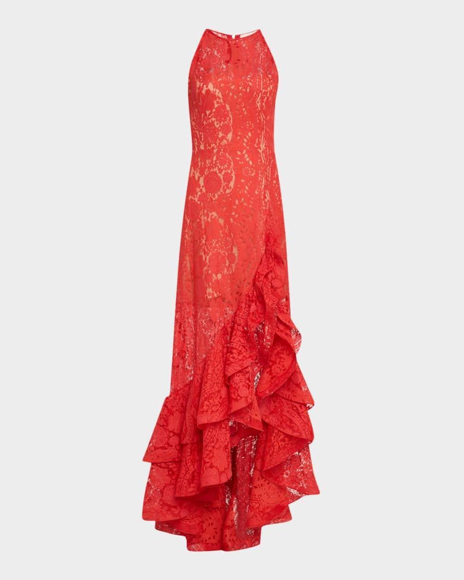 Sicilia High-Low Ruffle Lace Gown Product Image