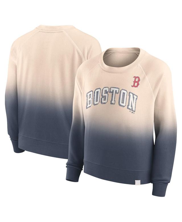 Womens Fanatics Branded Tan/Navy Boston Red Sox Luxe Lounge Arch Raglan Pullover Sweatshirt Product Image