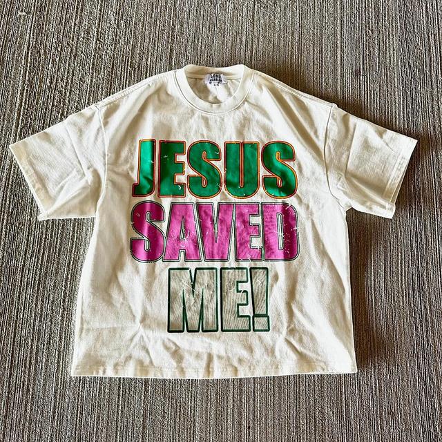 Vintage Jesus Saved Me Graphic 100% Cotton Short Sleeve T-Shirt Product Image