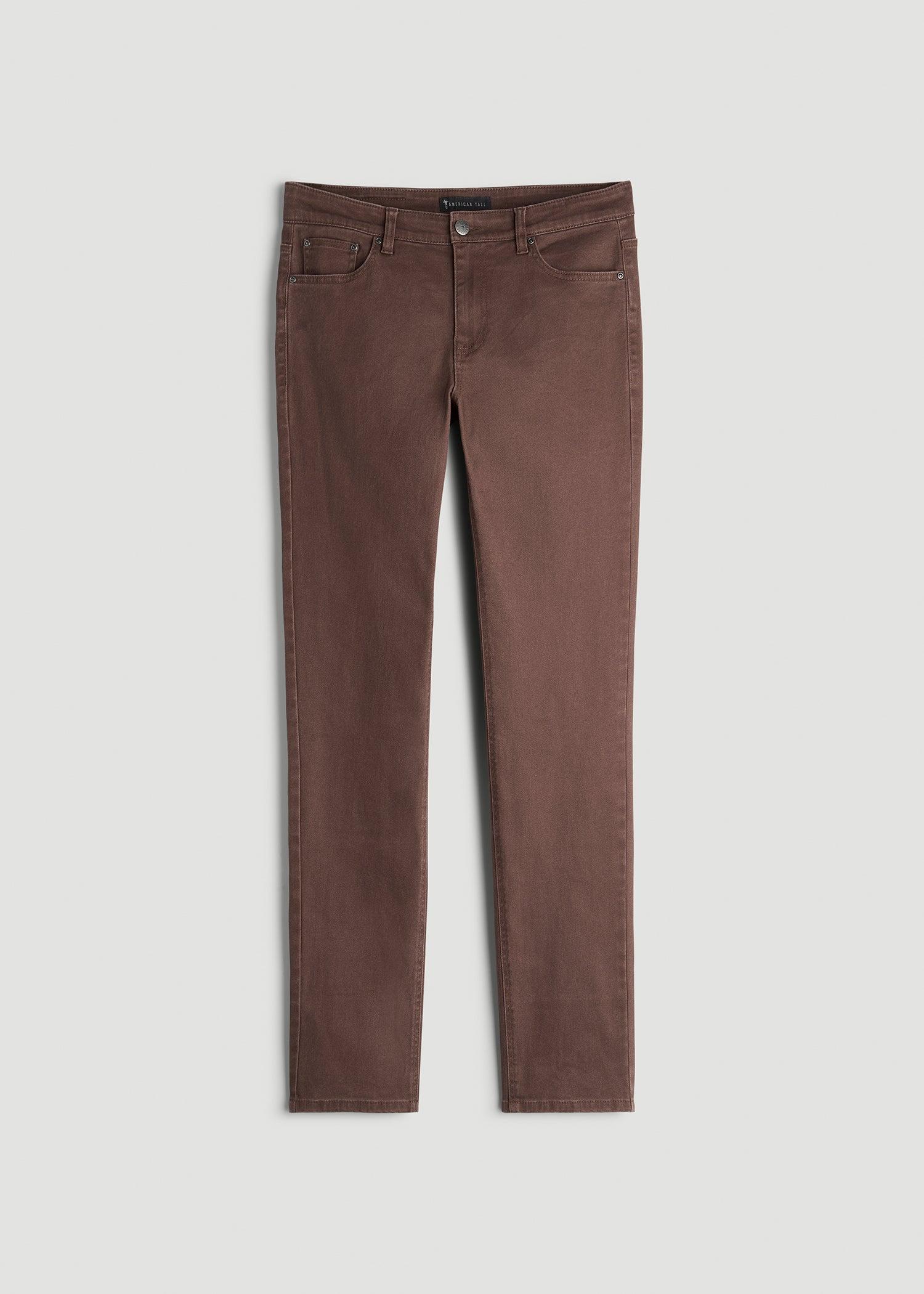 Dylan Slim Fit Colored Jeans for Tall Men in Dark Toffee Product Image