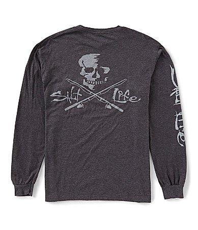 Salt Life Skull And Poles Long Sleeve Heathered Back Graphic T Product Image