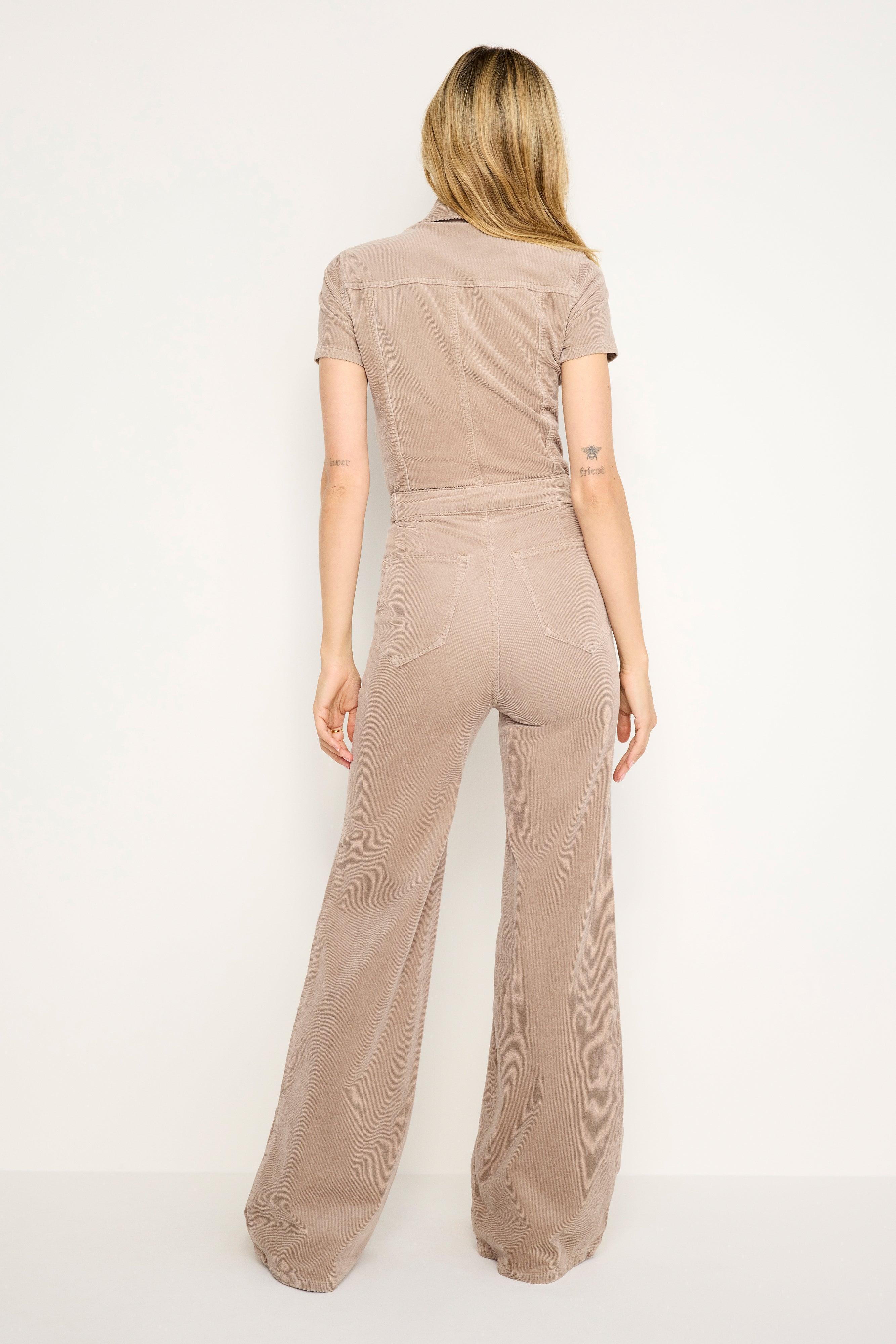 FIT FOR SUCCESS CORDUROY PALAZZO JUMPSUIT | FLAX001 Product Image