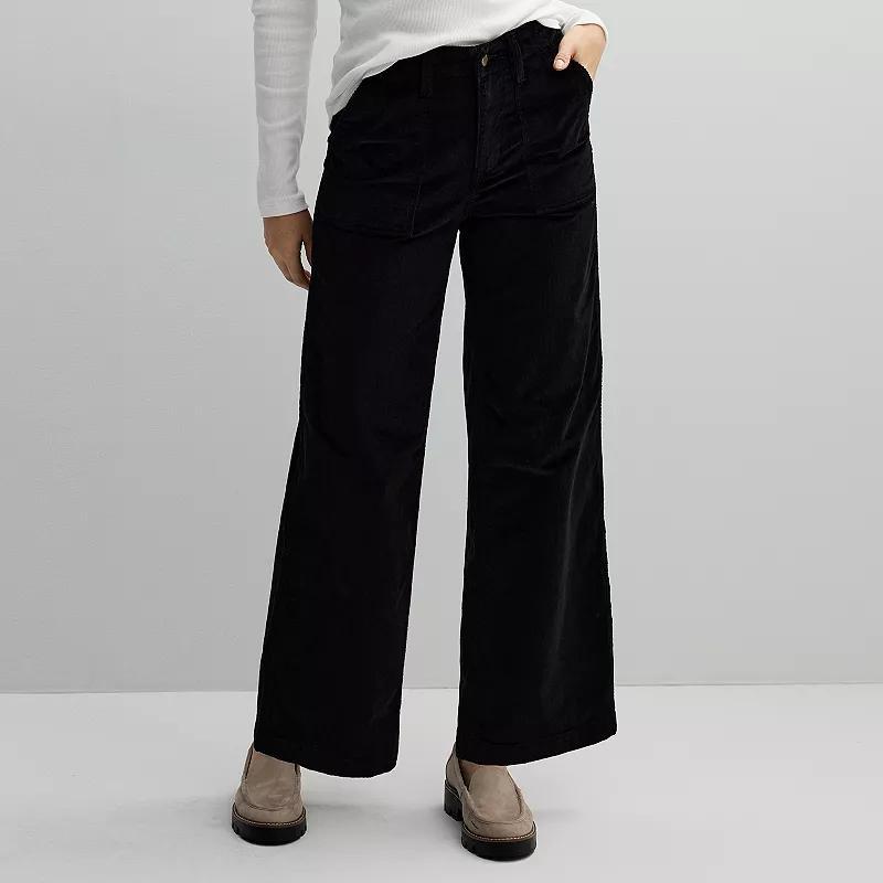 Petite Sonoma Goods For Life Corduroy Wide Leg Pants, Womens Product Image