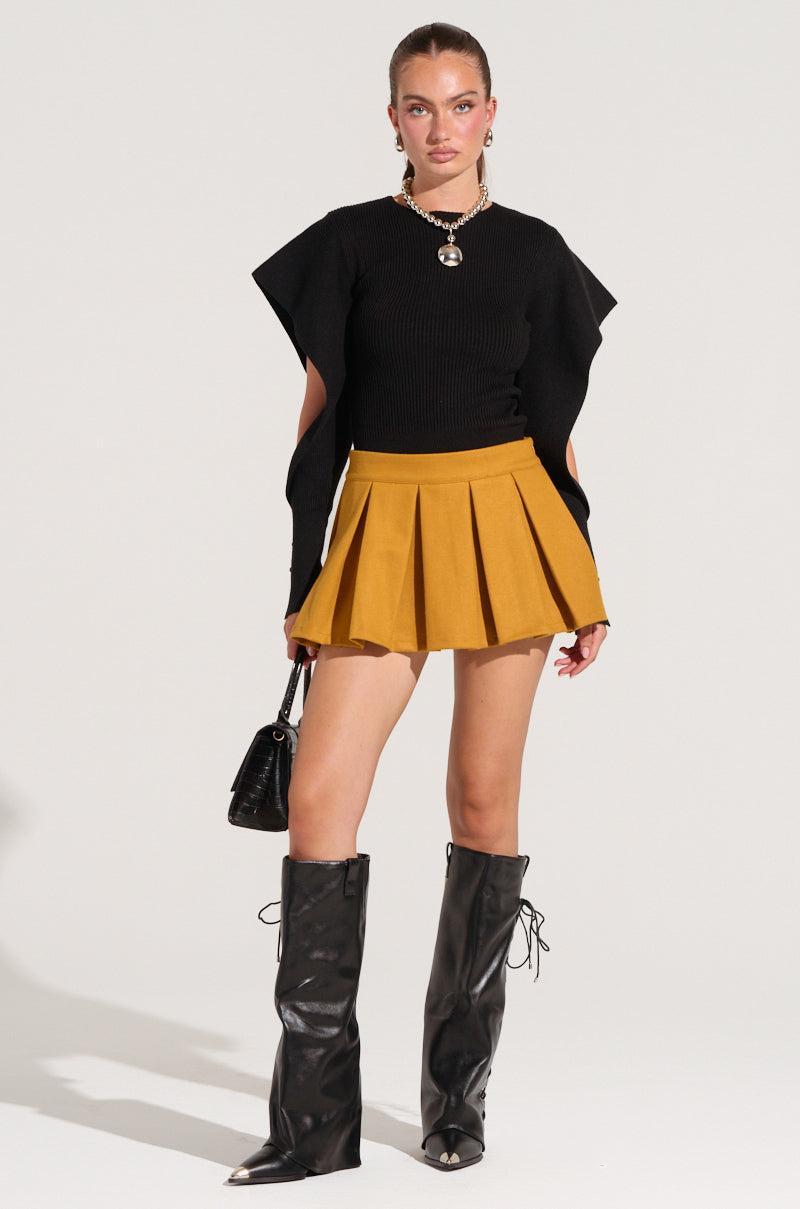 OUT OF OUR HEAD WOOL MINI SKIRT IN MUSTARD Product Image