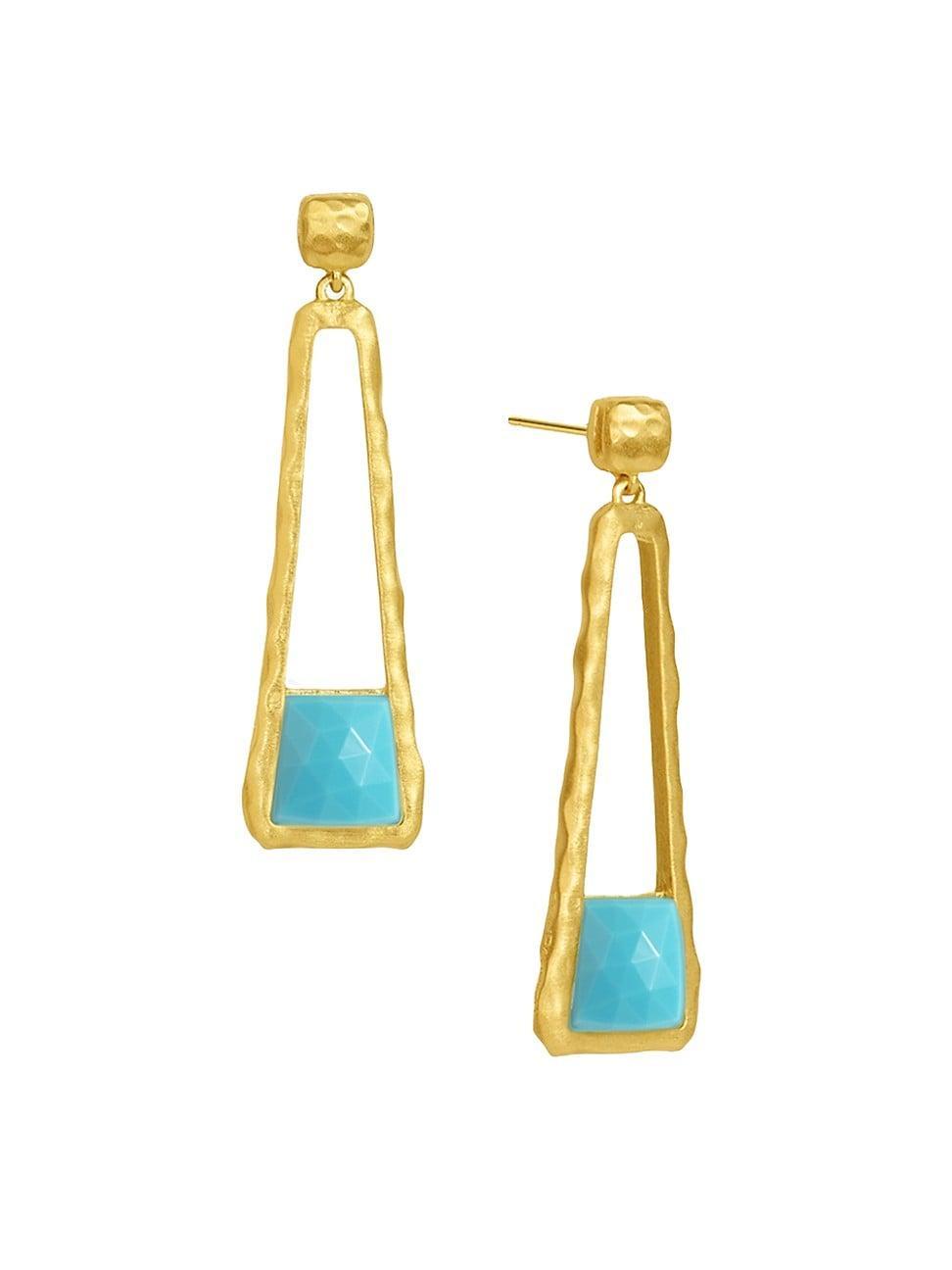 Womens Nomad 22K-Gold-Plated & Sleeping Beauty Turquoise Mini Drop Earrings Product Image