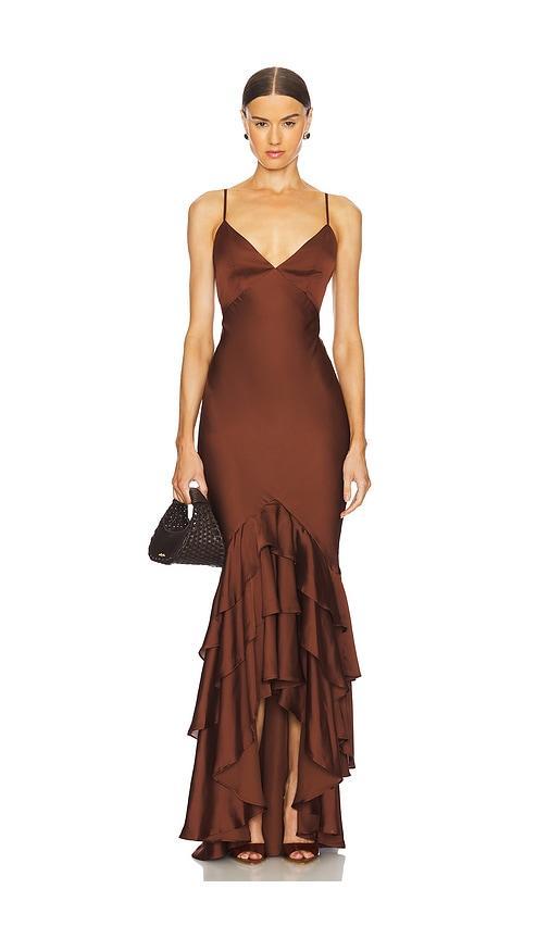 Lovers and Friends Cleo Gown in Chocolate Brown Product Image