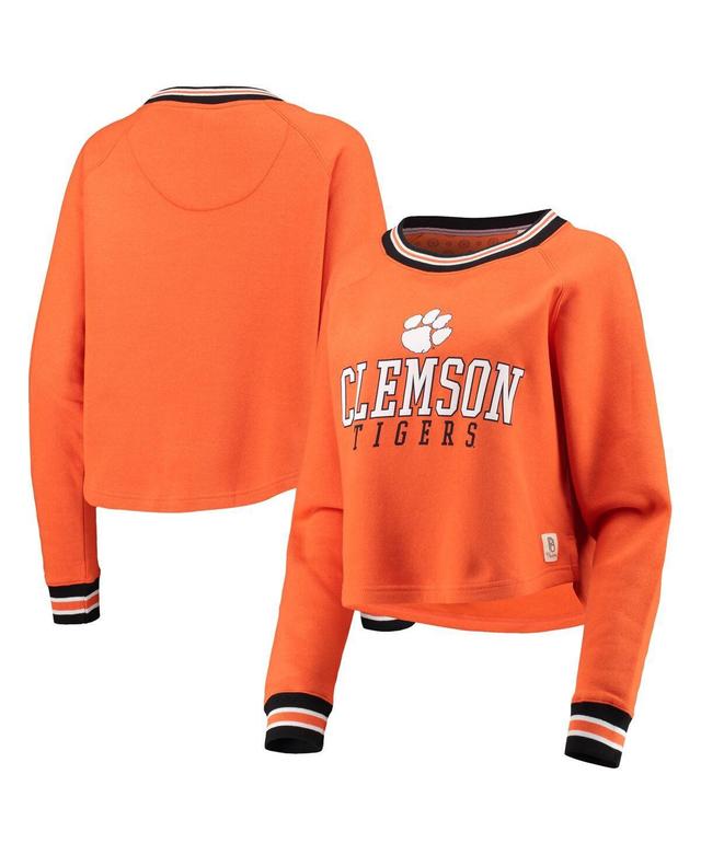 Womens Pressbox Orange Clemson Tigers Cali Cozy Raglan Crop Pullover Sweatshirt Product Image