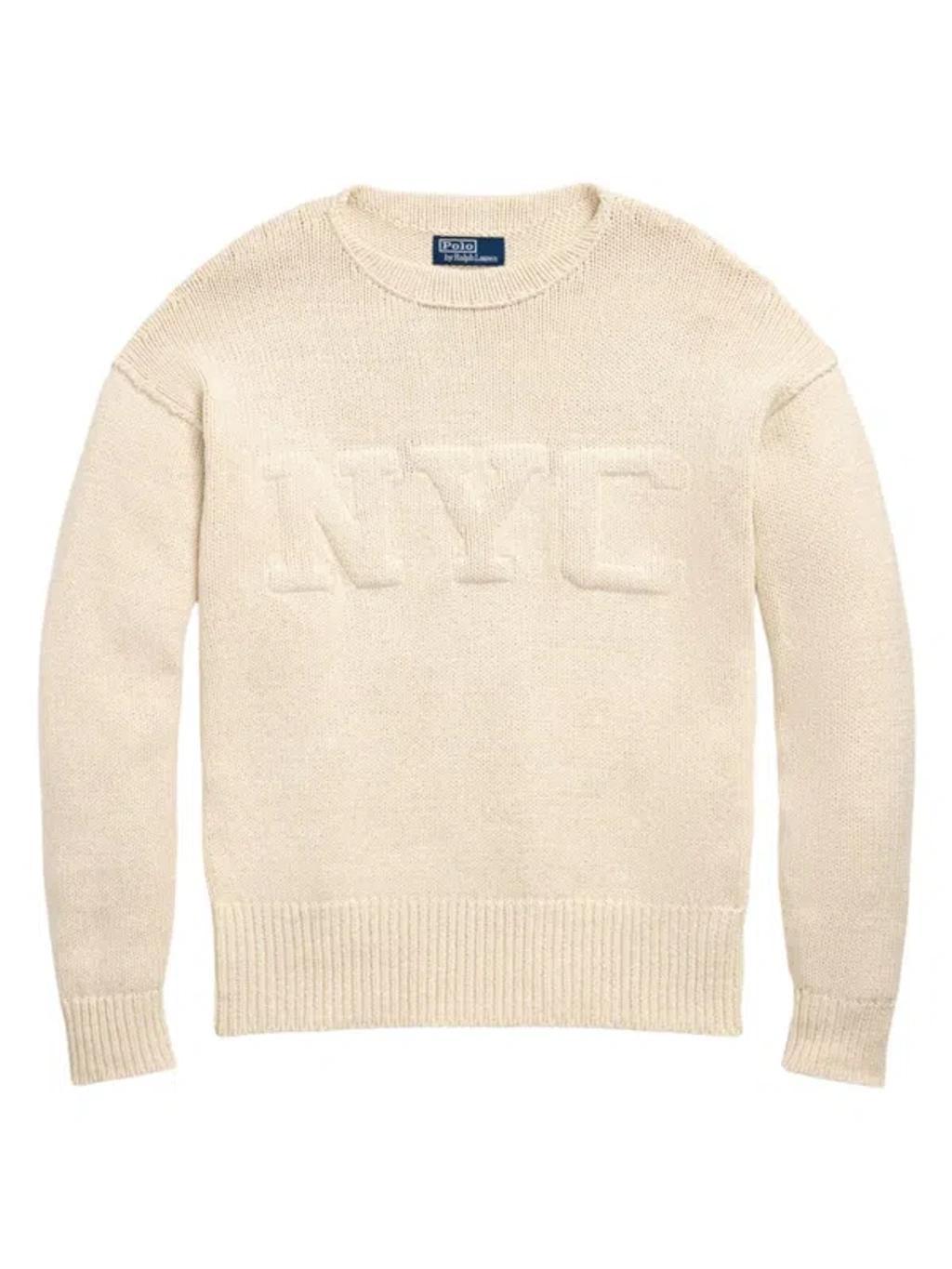 Men's Nyc Cotton & Linen-blend Sweater In Cream Product Image