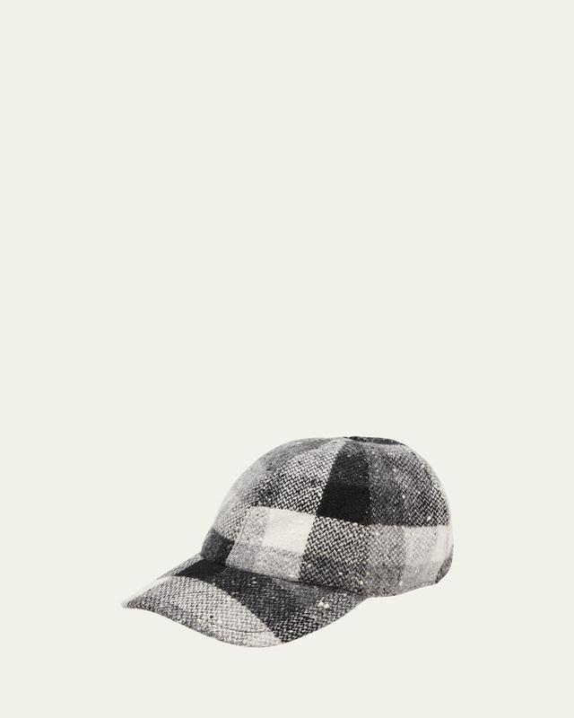 Mens Plaid-Print Wool Baseball Cap Product Image