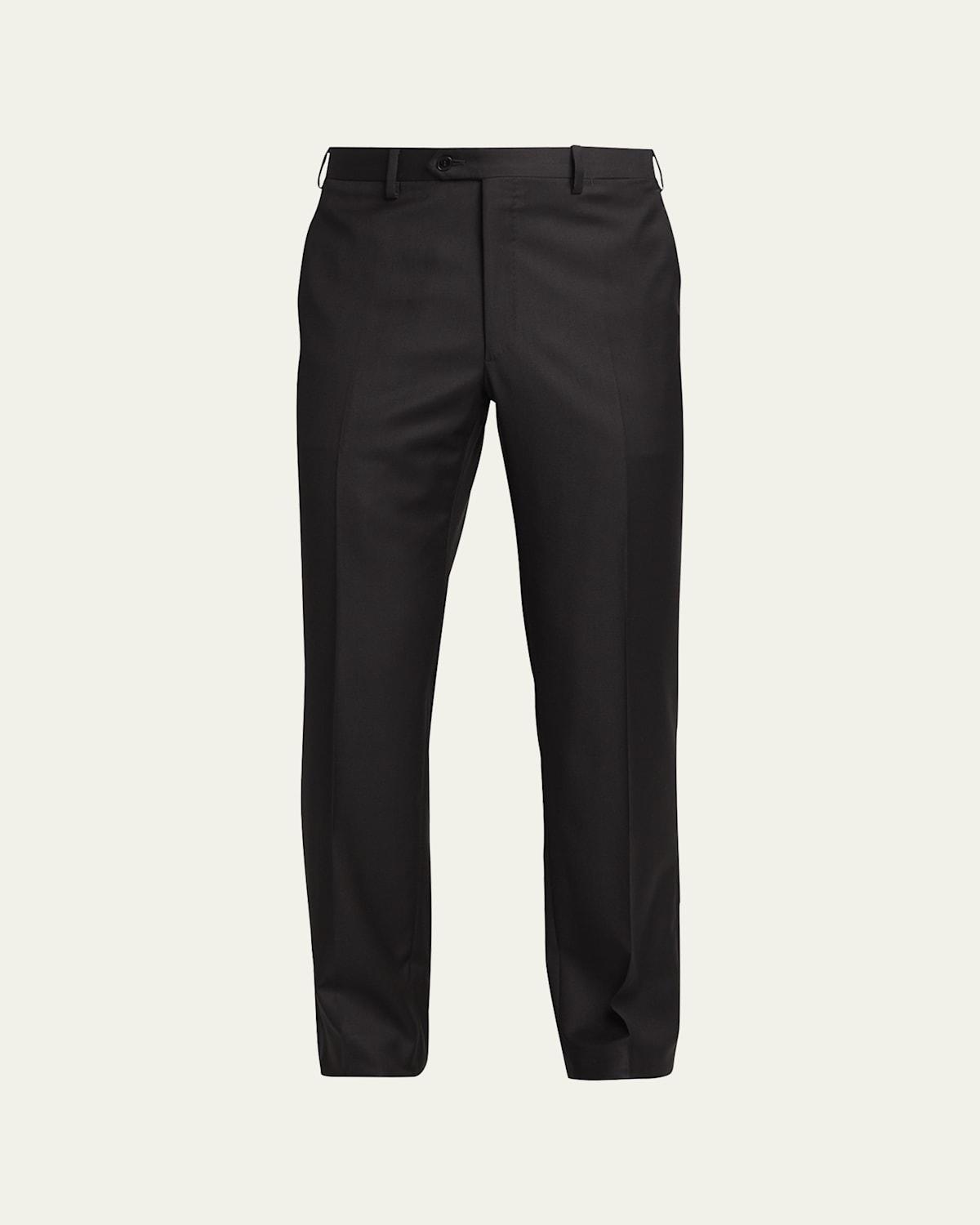 Mens Solid Wool Trousers Product Image