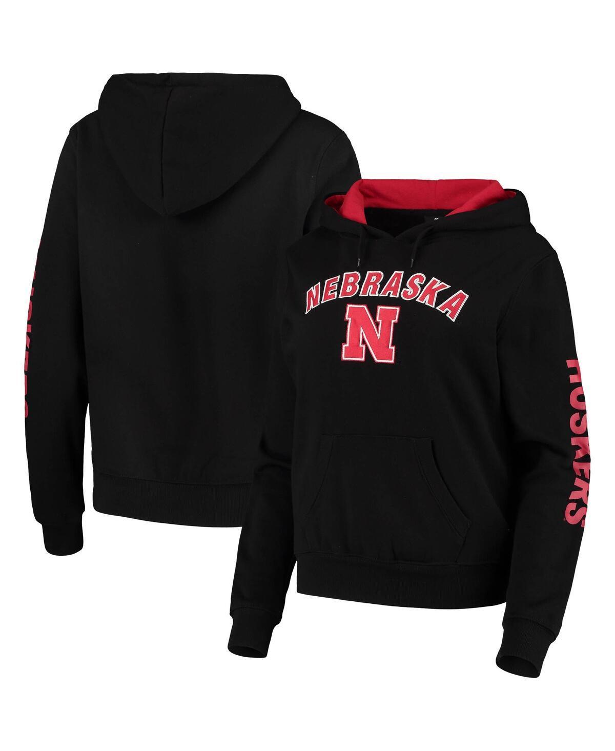 Womens Colosseum Black Nebraska Huskers Loud and Proud Pullover Hoodie Product Image