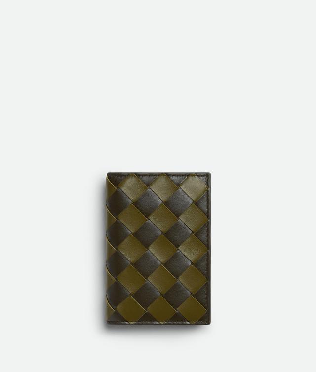 Men's Intrecciato Flap Card Case in Kaki/olive oil Product Image