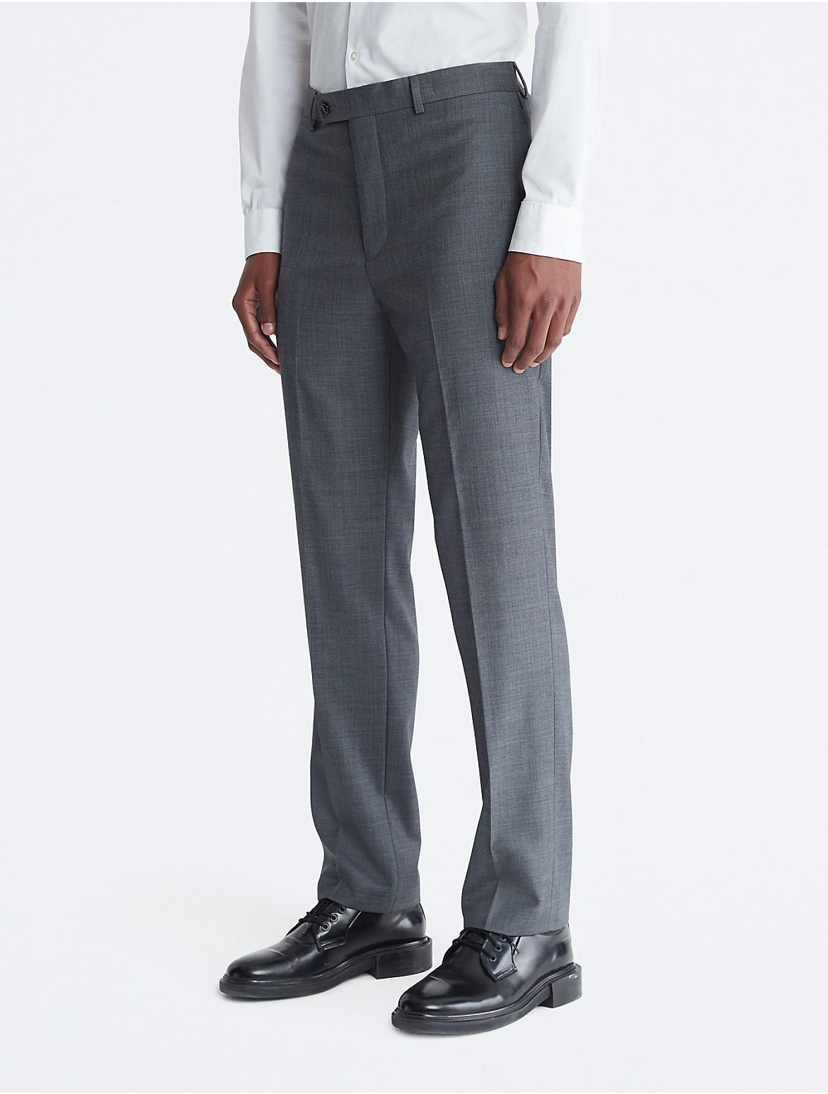 Calvin Klein Mens Slim Fit Heather Grey Suit Pants - Grey - 40W x 30L Product Image