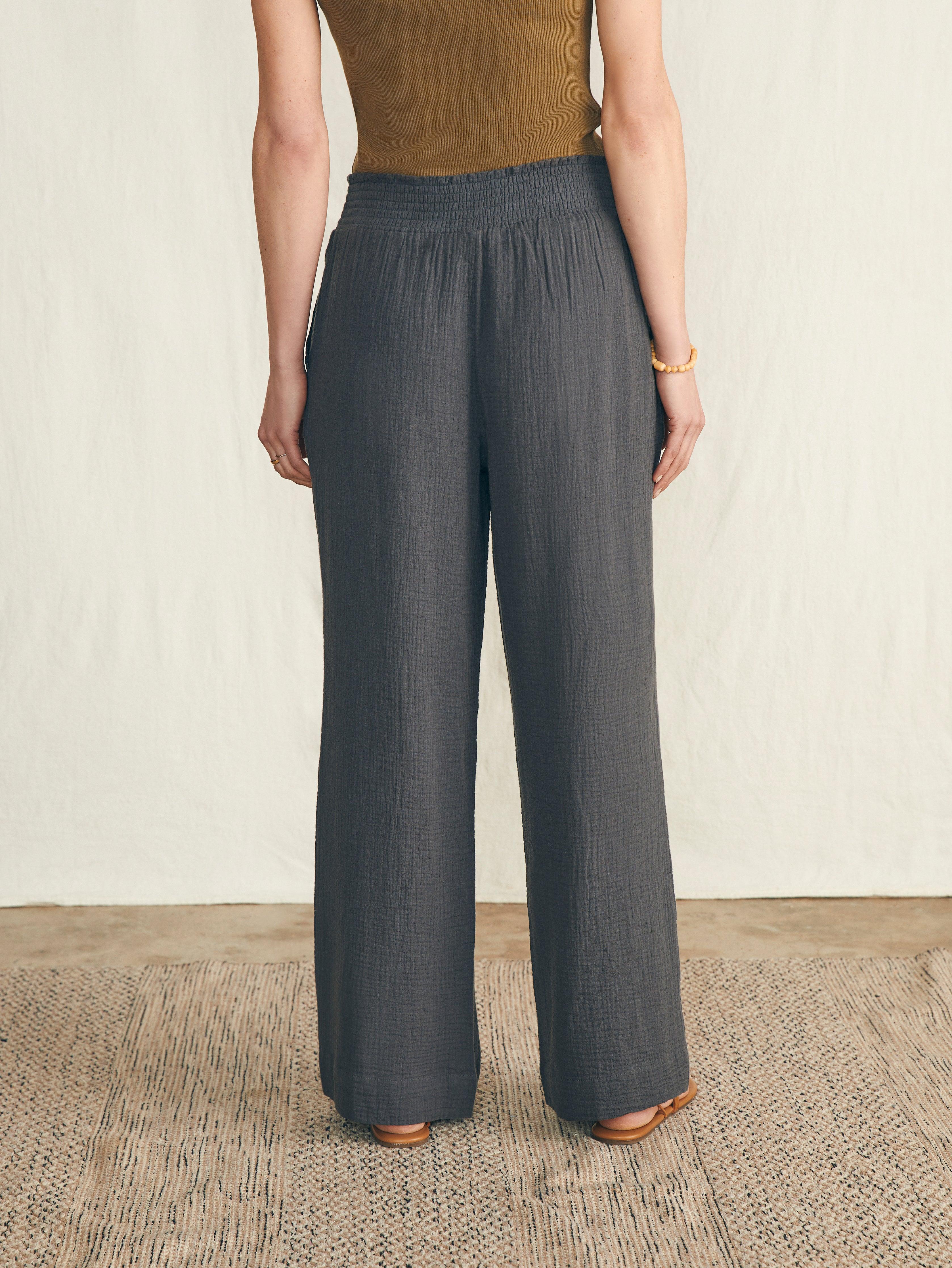 Dream Cotton Gauze Wide Leg Pant - Washed Black Female Product Image