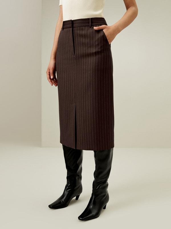 Pinstripe Midi Pencil Skirt Product Image