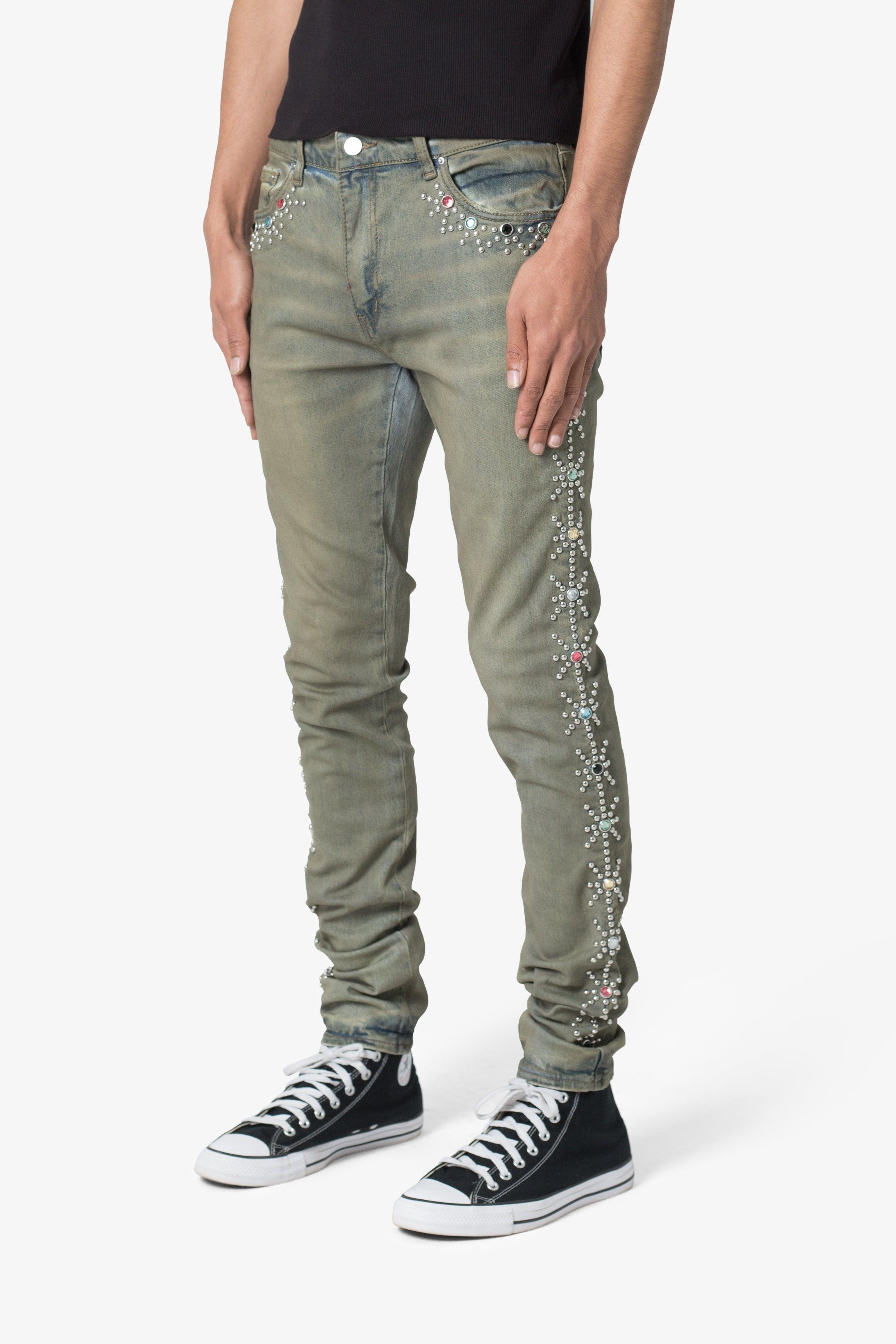 X620 Studded Skinny Denim - Blue Product Image