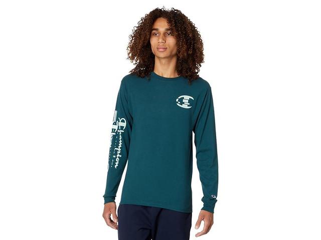 Champion Classic Graphic Long Sleeve Tee (Metallic Teal) Men's Clothing Product Image