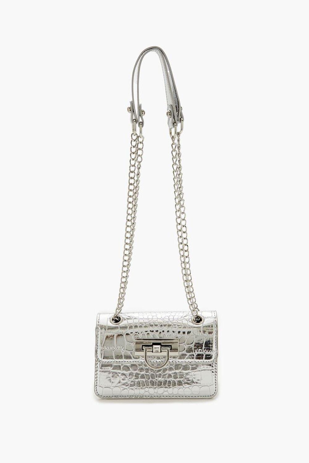 Metallic Faux Croc Shoulder Bag | Forever 21 Product Image